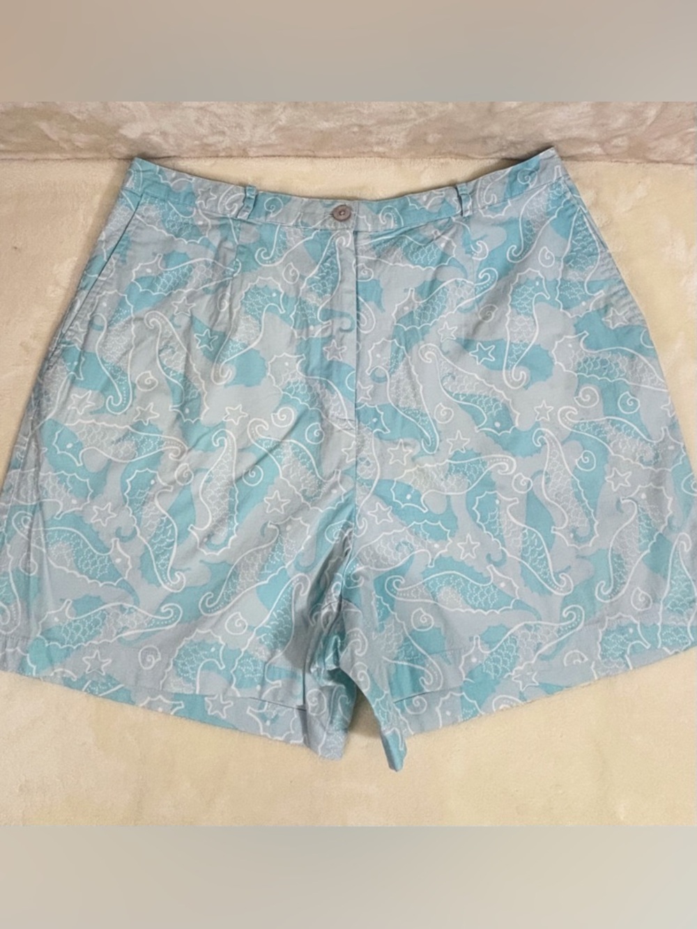 Lilly Pulitzer Women’s Light Blue Tropical Seahorse Print Shorts Size 12